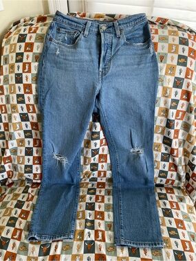 Levi's Light Blue Straight Leg Jeans with Knee Distress
